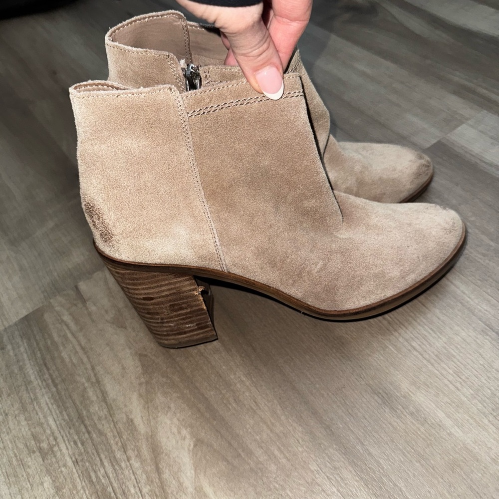 Suede Ankle Boots - Beige